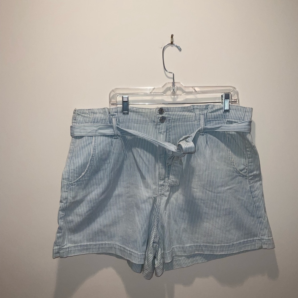 NWT NEVER WORN AMERICAN EAGLE WOMENS SIZE 18 BELTED PINSTRIPE SHORTS
